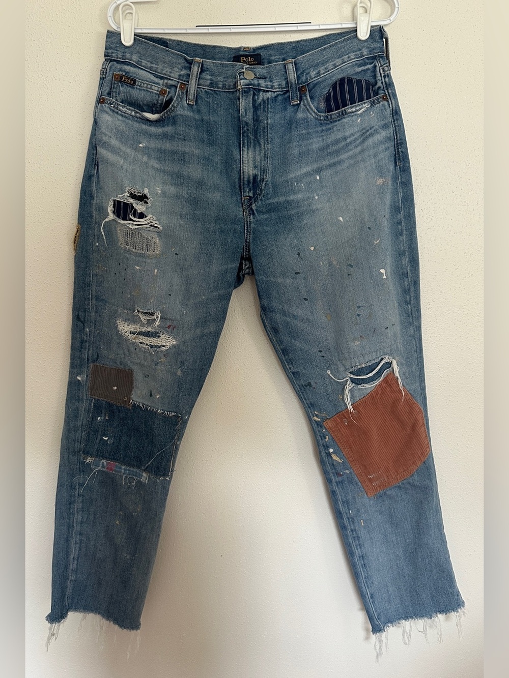 Polo Ralph Lauren Avery Boyfriend Patchwork Jeans Size 29 Distressed Paint
